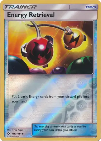 Energy Retrieval Reverse Holo Pokemon card from Sun & Moon