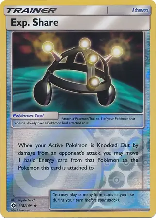 Exp. Share Reverse Holo Pokemon card from Sun & Moon