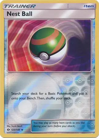 Nest Ball Reverse Holo Pokemon card from Sun & Moon