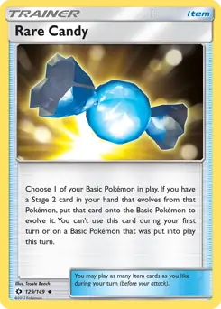 Rare Candy Pokemon card from Sun & Moon