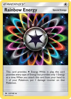 Rainbow Energy Pokemon card from Sun & Moon