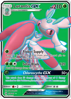 Full Art Lurantis GX Pokemon card from Sun & Moon