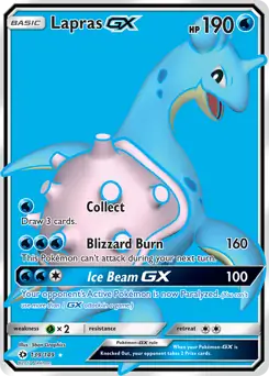 Full Art Lapras GX Pokemon card from Sun & Moon
