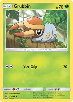 Grubbin Pokemon card from Sun & Moon