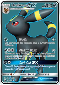 Full Art Umbreon GX Pokemon card from Sun & Moon