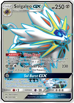 Full Art Solgaleo GX Pokemon card from Sun & Moon