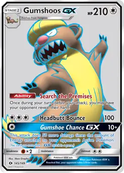 Full Art Gumshoos GX Pokemon card from Sun & Moon