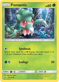 Fomantis Pokemon card from Sun & Moon