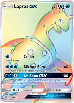 Lapras GX Secret Pokemon card from Sun & Moon
