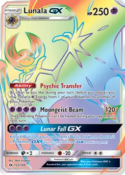 Lunala GX Secret Pokemon card from Sun & Moon
