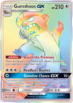 Gumshoos GX Secret Pokemon card from Sun & Moon