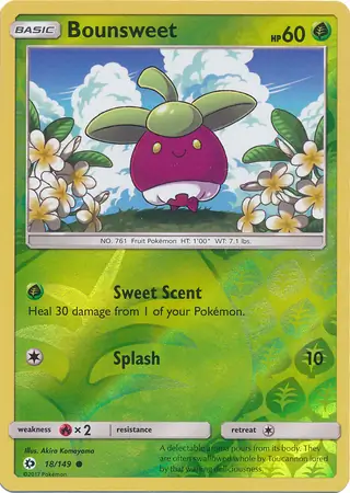 Bounsweet Reverse Holo Pokemon card from Sun & Moon