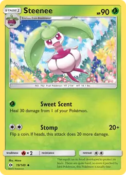 Steenee Pokemon card from Sun & Moon