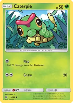 Caterpie Pokemon card from Sun & Moon