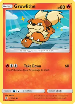 Growlithe Pokemon card from Sun & Moon