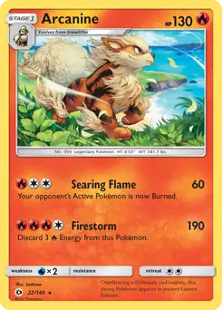 Arcanine Holo Pokemon card from Sun & Moon