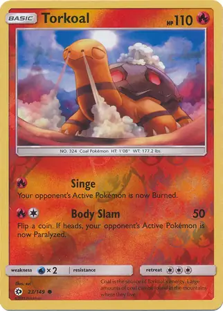 Torkoal Reverse Holo Pokemon card from Sun & Moon