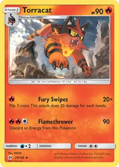 Torracat Pokemon card from Sun & Moon