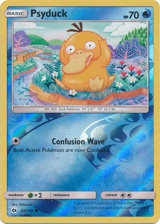 Psyduck Reverse Holo Pokemon card from Sun & Moon