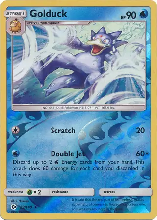Golduck Reverse Holo Pokemon card from Sun & Moon