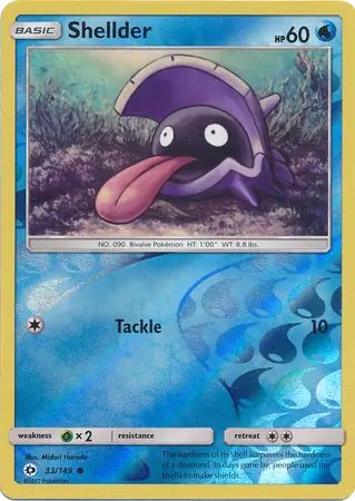 Shellder Reverse Holo Pokemon card from Sun & Moon