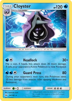 Cloyster Pokemon card from Sun & Moon