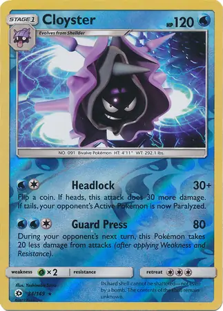 Cloyster Reverse Holo Pokemon card from Sun & Moon