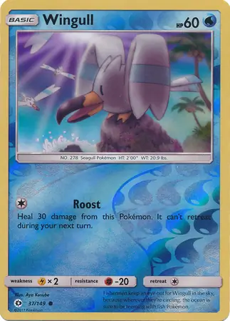 Wingull Reverse Holo Pokemon card from Sun & Moon