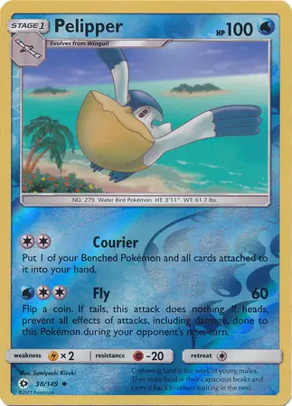 Pelipper Reverse Holo Pokemon card from Sun & Moon