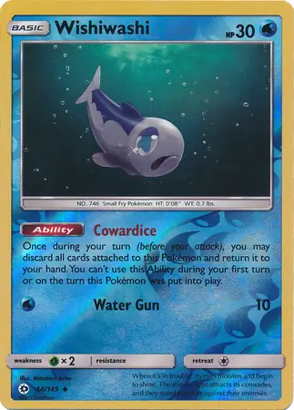 Wishiwashi Reverse Holo Pokemon card from Sun & Moon