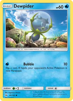 Dewpider Pokemon card from Sun & Moon