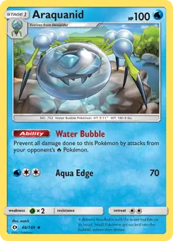 Araquanid Pokemon card from Sun & Moon