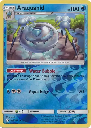 Araquanid Reverse Holo Pokemon card from Sun & Moon
