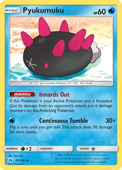 Pyukumuku Pokemon card from Sun & Moon