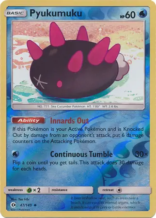 Pyukumuku Reverse Holo Pokemon card from Sun & Moon