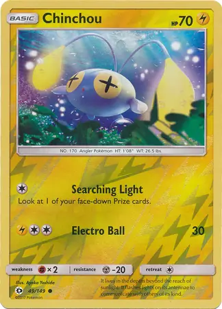 Chinchou Reverse Holo Pokemon card from Sun & Moon
