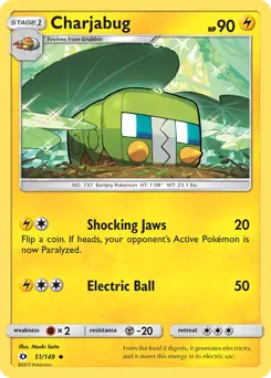 Charjabug Pokemon card from Sun & Moon