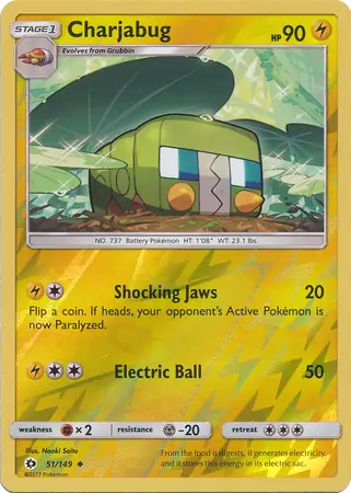 Charjabug Reverse Holo Pokemon card from Sun & Moon