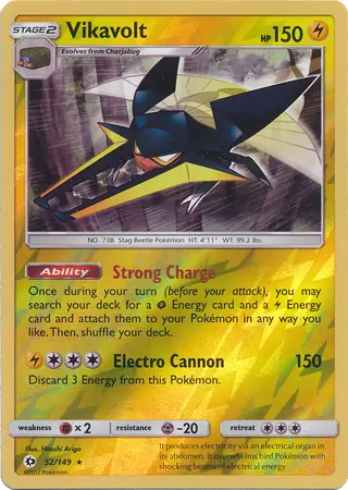 Vikavolt Reverse Holo Pokemon card from Sun & Moon
