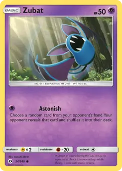 Zubat Pokemon card from Sun & Moon