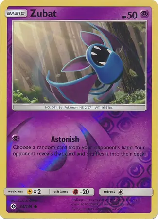 Zubat Reverse Holo Pokemon card from Sun & Moon