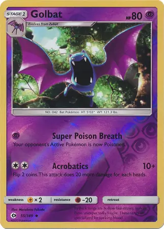 Golbat Reverse Holo Pokemon card from Sun & Moon
