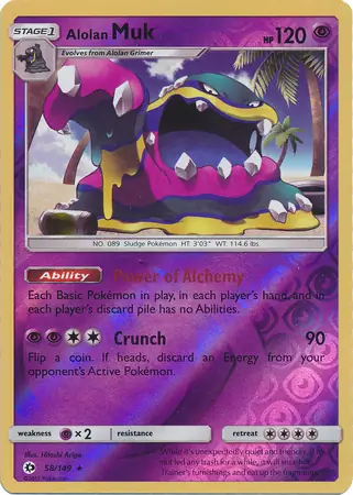 Alolan Muk Reverse Holo Pokemon card from Sun & Moon