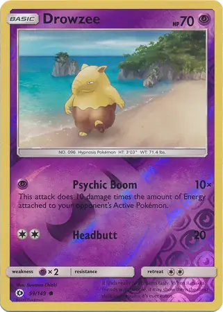 Drowzee Reverse Holo Pokemon card from Sun & Moon