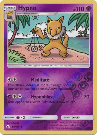 Hypno Reverse Holo Pokemon card from Sun & Moon