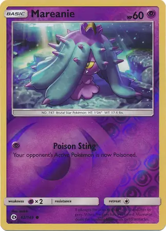 Mareanie Reverse Holo Pokemon card from Sun & Moon