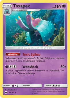 Toxapex Pokemon card from Sun & Moon