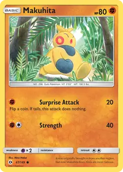 Makuhita Pokemon card from Sun & Moon