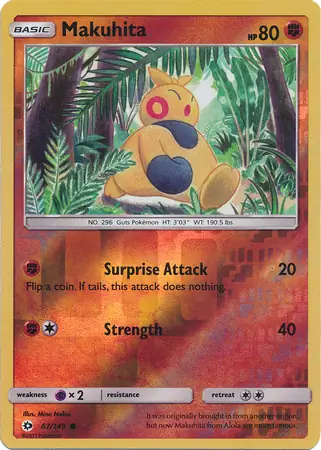 Makuhita Reverse Holo Pokemon card from Sun & Moon