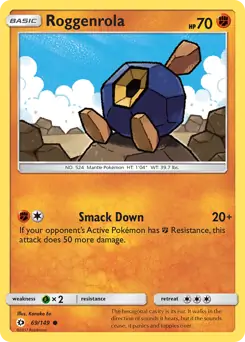 Roggenrola Pokemon card from Sun & Moon